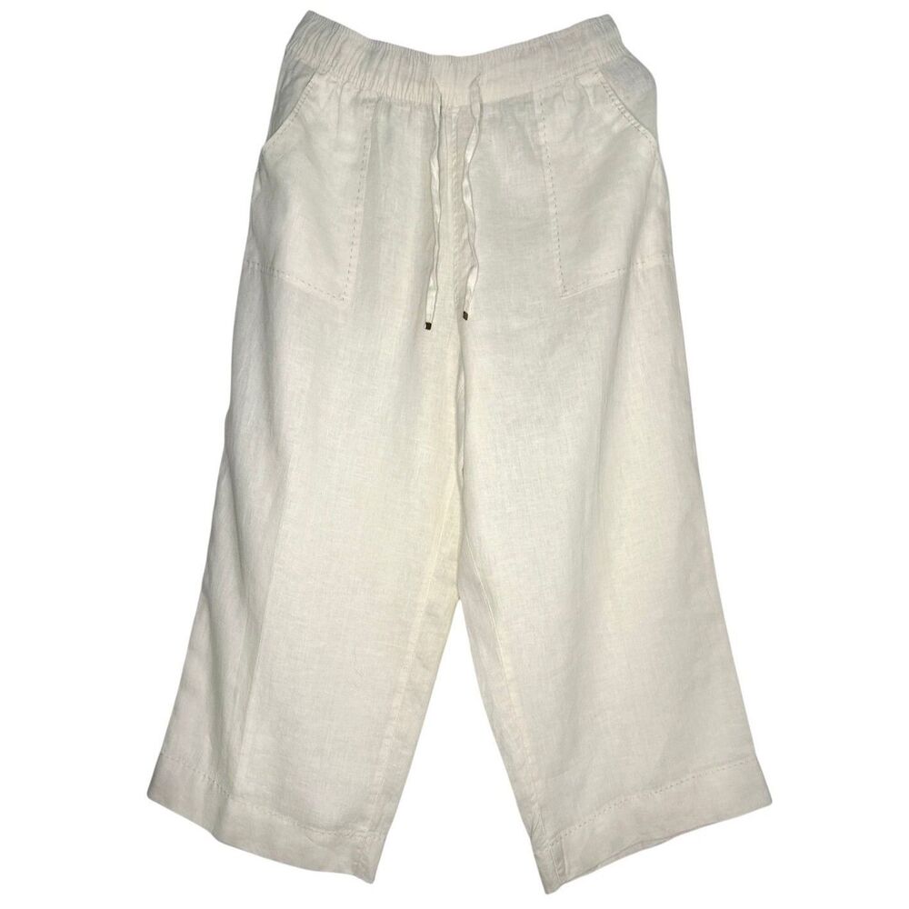 Calypso St. Barth Cream 100% Linen Wide Leg Vacation, Resort Pants Size: XL